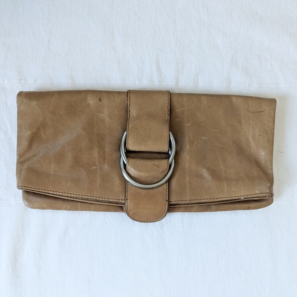 Hobo Camel Tan Leather Clutch Wallet Bag - Picture 1 of 13